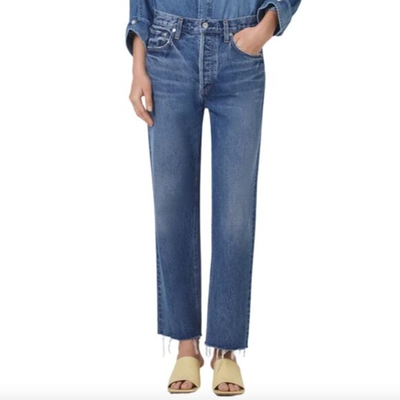 Citizens of Humanity Florence High Rise Straight Leg Raw Hem Jean 24 - Picture 1 of 8